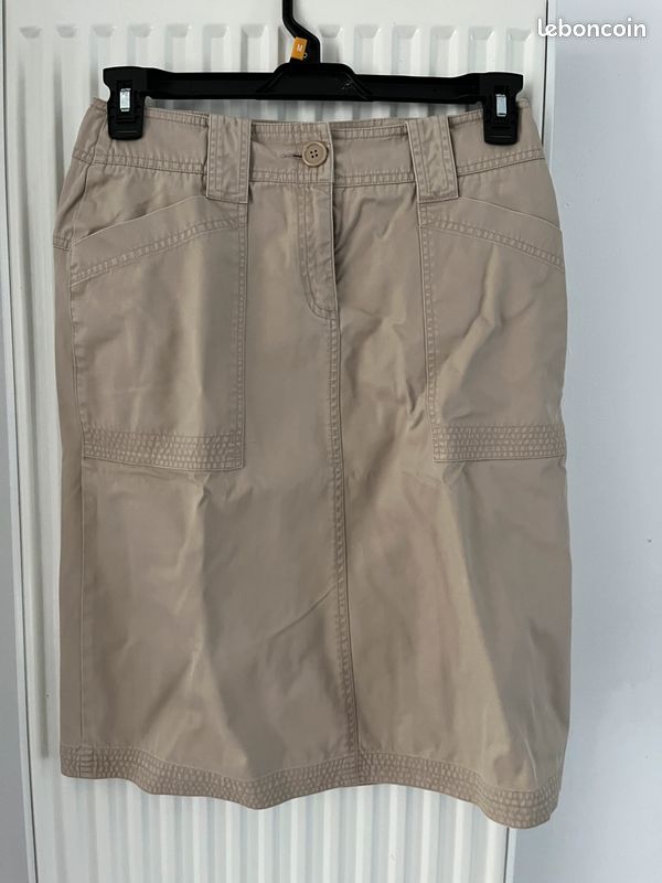 Jupe beige Camaïeu T.38 – style safari d’été, parfait état (image 1)