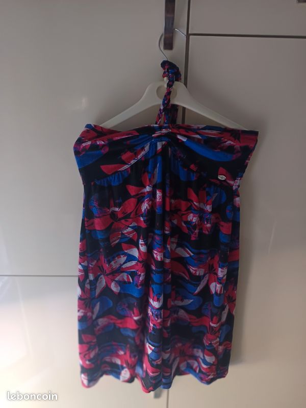 Robe d'été bustier avec une attache au cou taille 42 Longboard en polyester imprimé rouge et bleu (image 3)