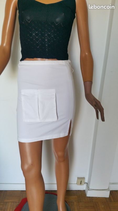 Mini jupe blanche originale vintage - Taille XS (34) (image 1)