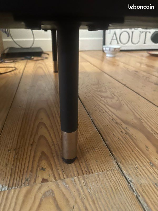 Table basse bois noir & rotin (image 3)