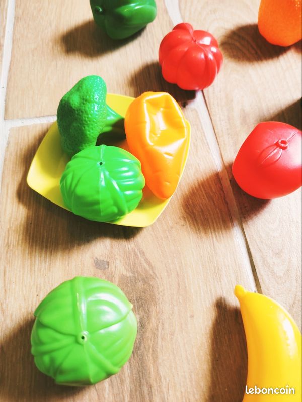 🍑 Dinette lot de fruits légumes et vaisselles en plastique Jeux