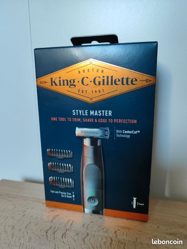 Kit Tondeuse Barbe Gillette KING C Style Master Plus+ - Tondeuse + Socle + 4 Sabots - Neuf