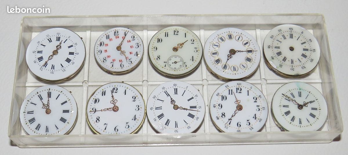 Lot De 6 Mouvements De Montres Anciennes + Cadran Et Aiguilles - Mécanique, Suisse, Occasion