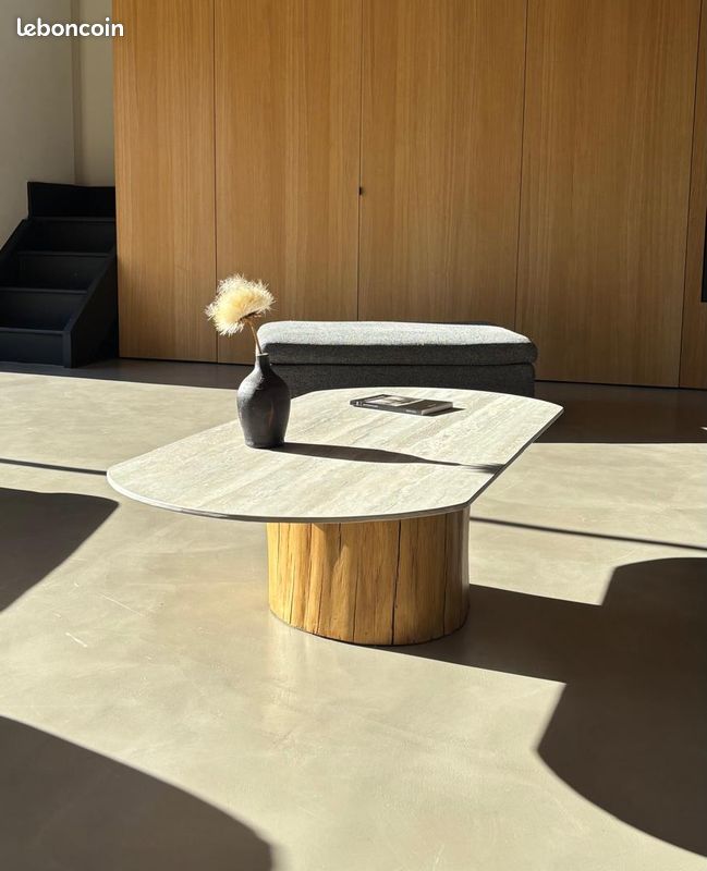 Table basse bicolore bois et métal élégante