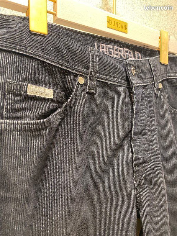 KARL LAGERFELD - Jeans bleu marine velours côtelé (image 3)