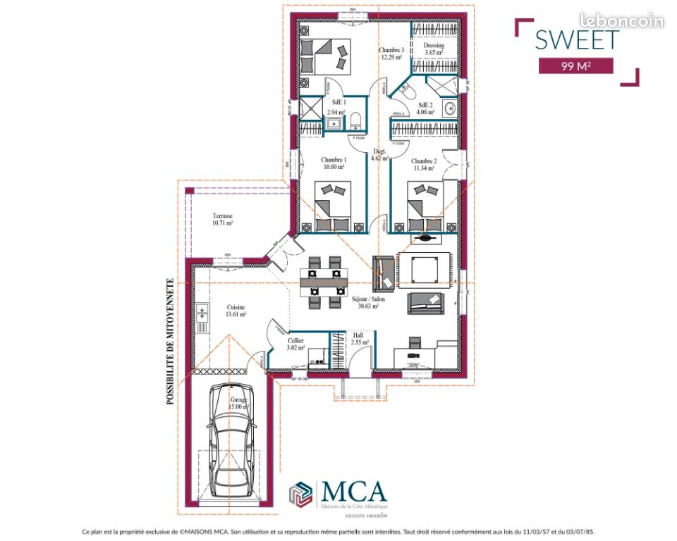 Maison 4 pièces 99 m² - Magescq 40140 (image principale 4)