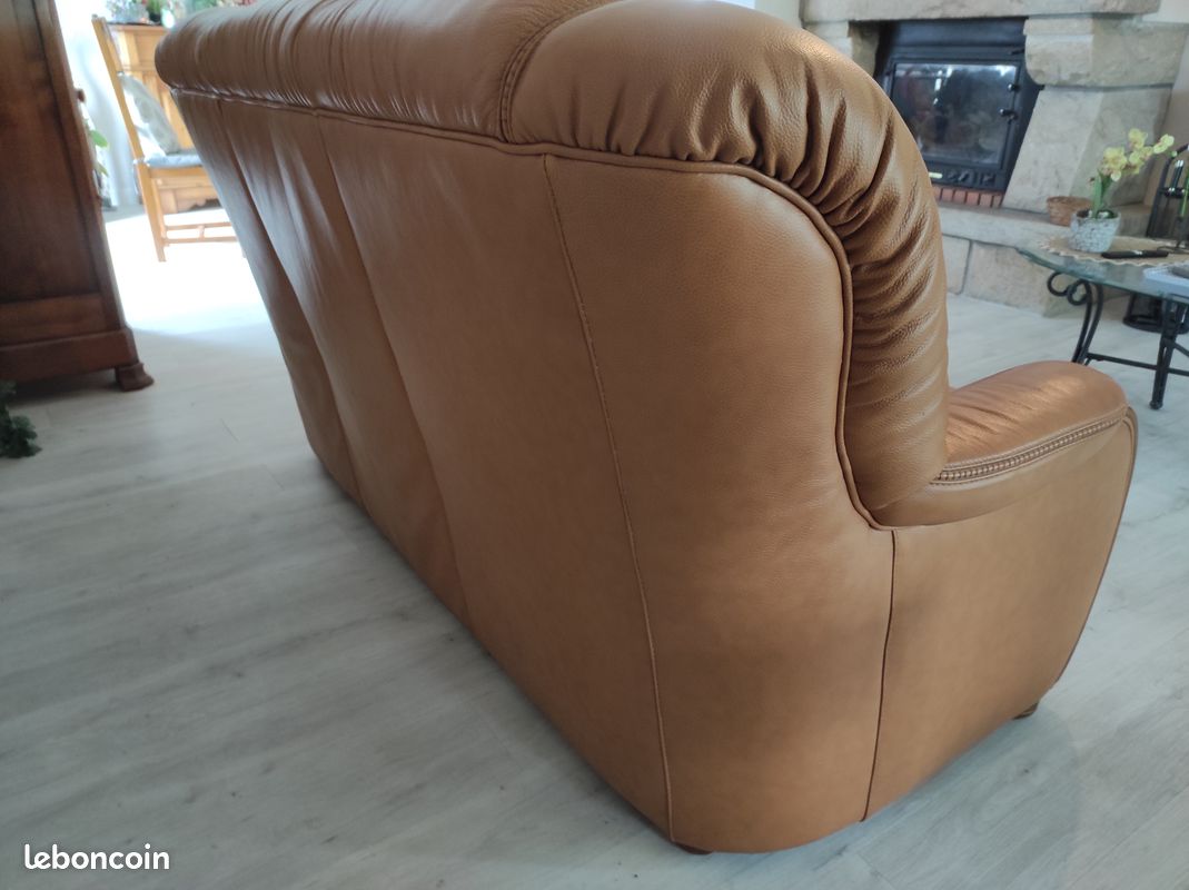Canapé fixe 3 places Cuir + Fauteuil Cuir (image 3)