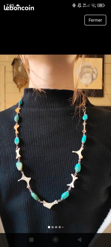 Collier pendentif style soleil bleu turquoise, bijoux faits main en argent sterling pour femme