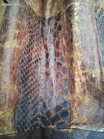 Sac à Main Vintage Peau De Serpent Lucalsax - Marron, Bon état Général, Bandoulière