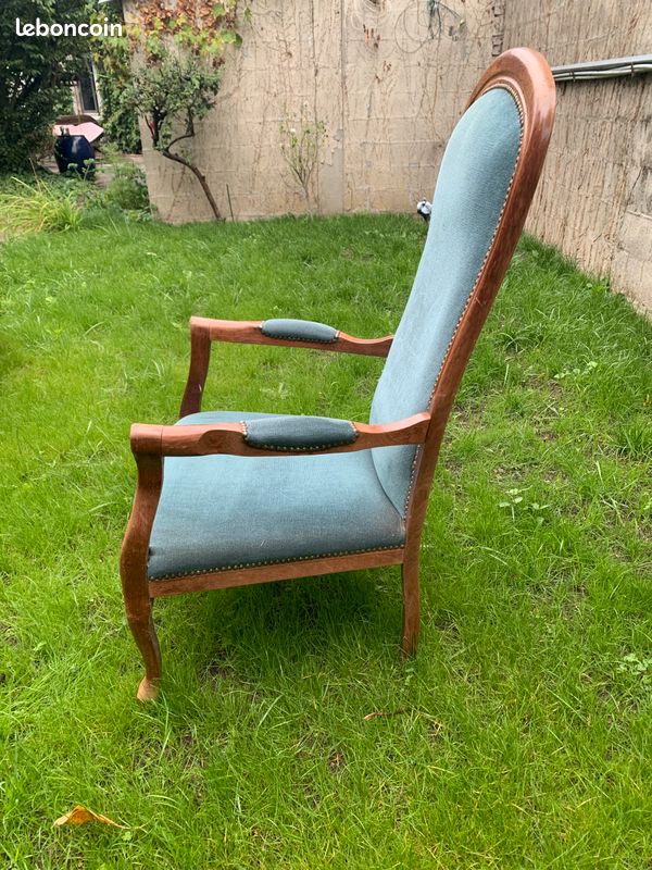 Magnifique fauteuil Louis Philippe bleu canard (image 3)