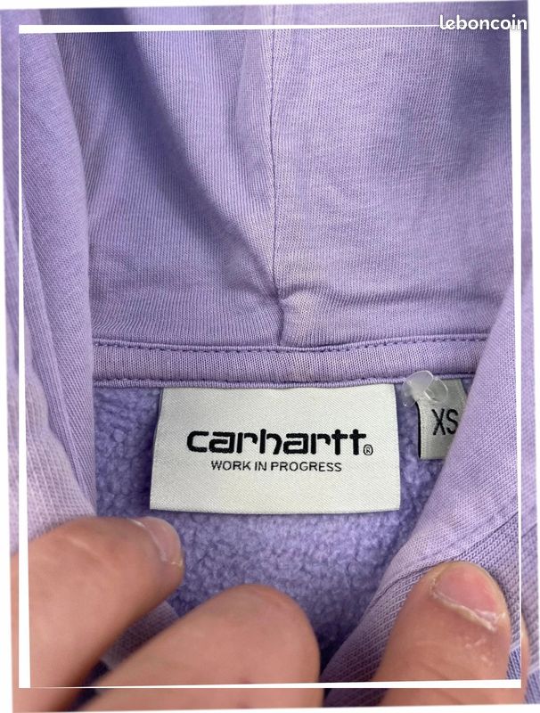 Hoodie/ Pull/ Sweat à capuche violet logo brodé Carhartt sur la manche #A22 - Taille XS (image 3)