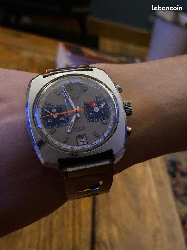 Montre Vintage Homme ELVIA Chronographe - État Très Correct - Pièce Rétro Collection