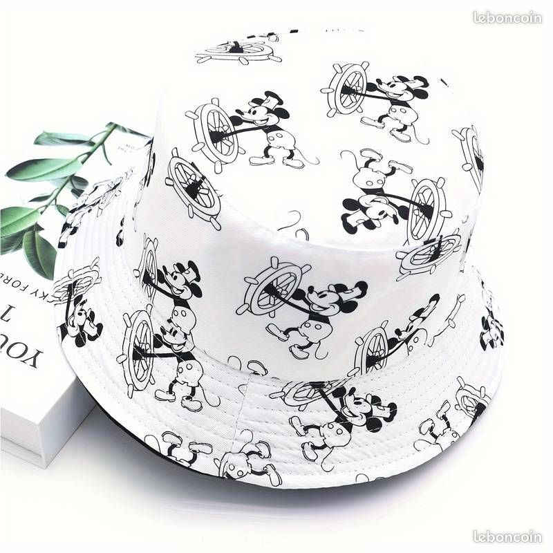 Bob coréen motif "Mickey navigateur", neuf, chapeau à imprimé musical, double face, pour hommes et femmes, protège soleil, plage, pêche, 56-58 (image 6)
