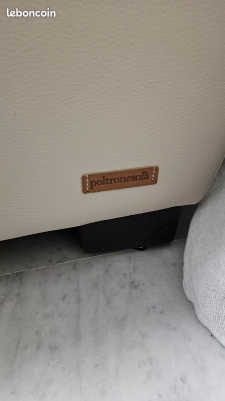 Canapé électrique avec méridienne en cuir Poltrone Sofa Coloris beige BONDENO (image 2)