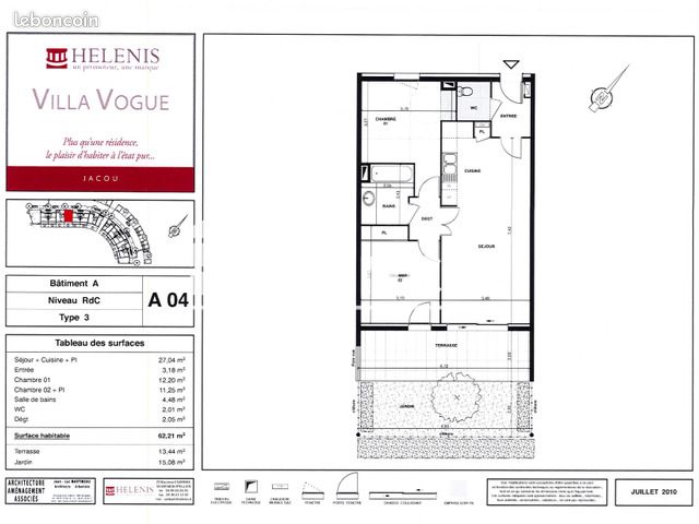 Appartement 3 pièces 62 m² · à Jacou · 62 m² · 944 €