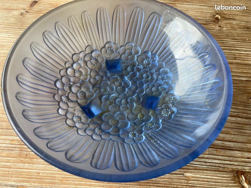 ANCIENNE COUPE À Fruits Verre Moulé Bleue EUR 25,00 - FR