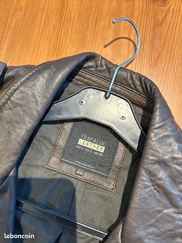 Veste Zara Trafaluc Bicolore Vert/noir En Faux Cuir - Taille XS - Occasion Bon état