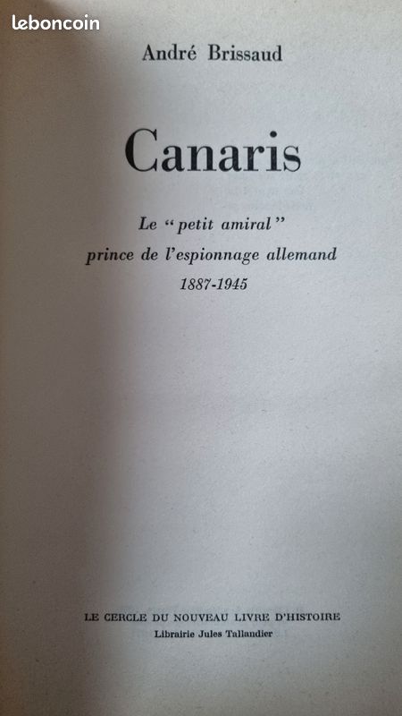 Livre ancien d'André Brissaud "canaris" (image 2)