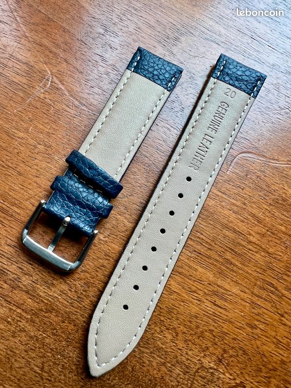 Bracelet De Montre ZRC En Cuir Buffle Bleu Marine - Largeur 20 Mm - Neuf Avec étiquettes