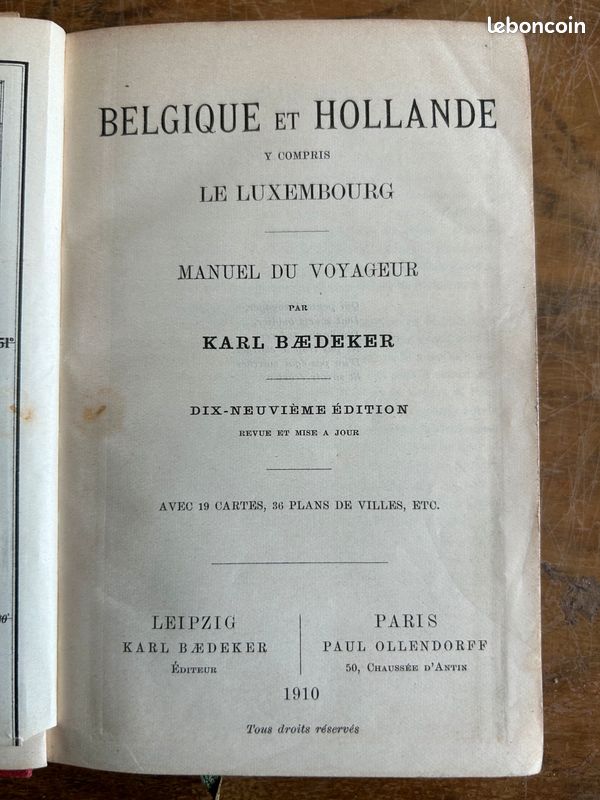 Guide BAEDEKER - BELGIQUE ET HOLLANDE - 1891 (image 3)