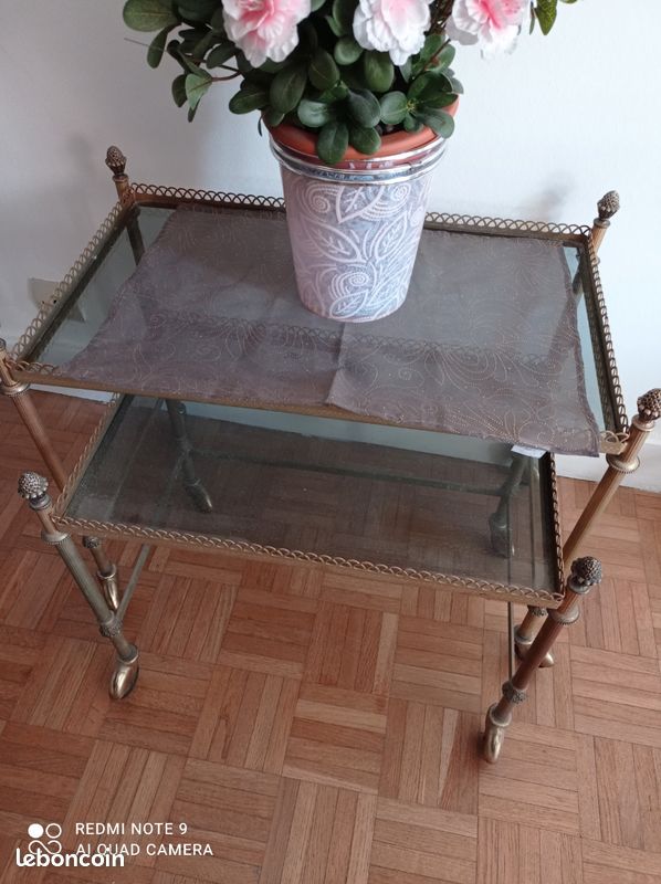 3 tables gigognes bronze et verre fumé (image 1)