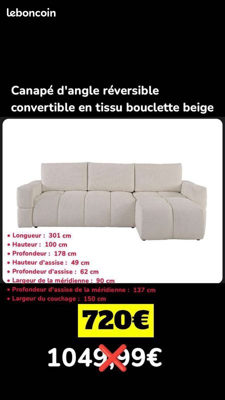 CANAPES angle,convertible,express,cuir (image 13)