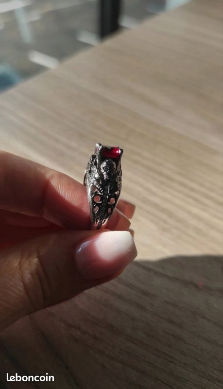 Bague En Argent Sterling Avec Pierres Rouges Et Blanches – Occasion, Style Vintage – Parfaite Pour Un Look Romantique Ou Bohème