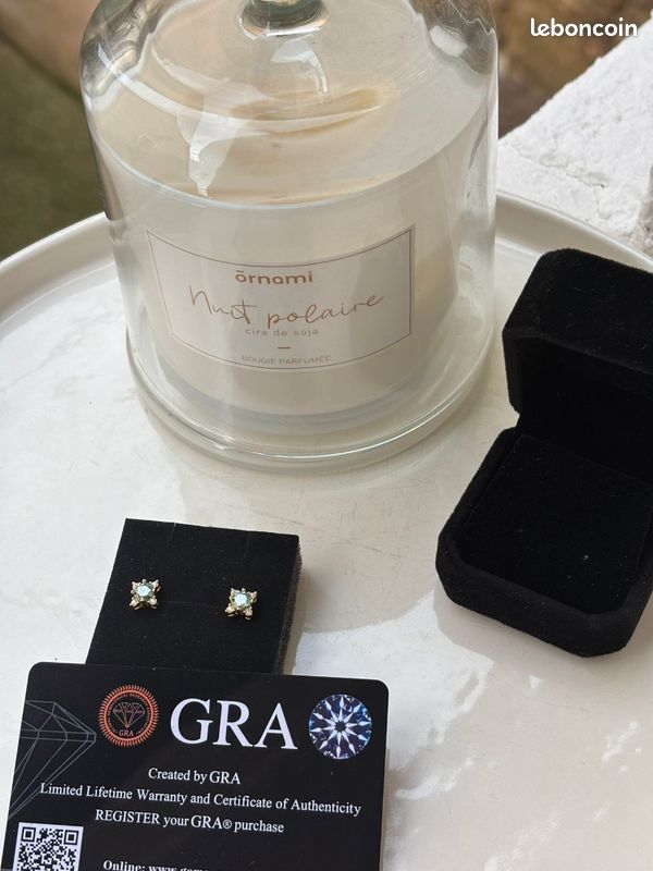 Boucles d'oreilles en argent plaqué or 18k avec diamant moissonite certifié gra (image 4)