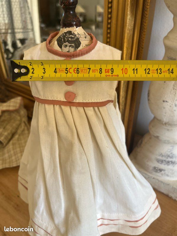 Ensemble Robe Et Manteau Pour Poupée Ancienne - Pièce Rare Haute Couture, état Correct
