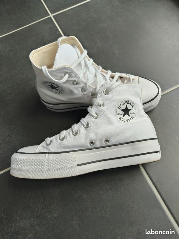 Converse Plateforme Cuir Blanche Femme Baskets Converse Chuck