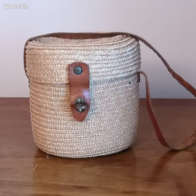 Petit Panier En Paille Tressée – Étui Pour Verre Ou Cure – Artisanat – Beige