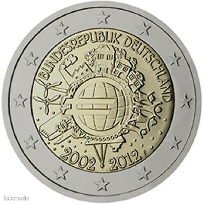 Lot de 5 x 2 Euros Commémo. Allemagne 2012 - 10 ans de l'Euro (les 5 ateliers