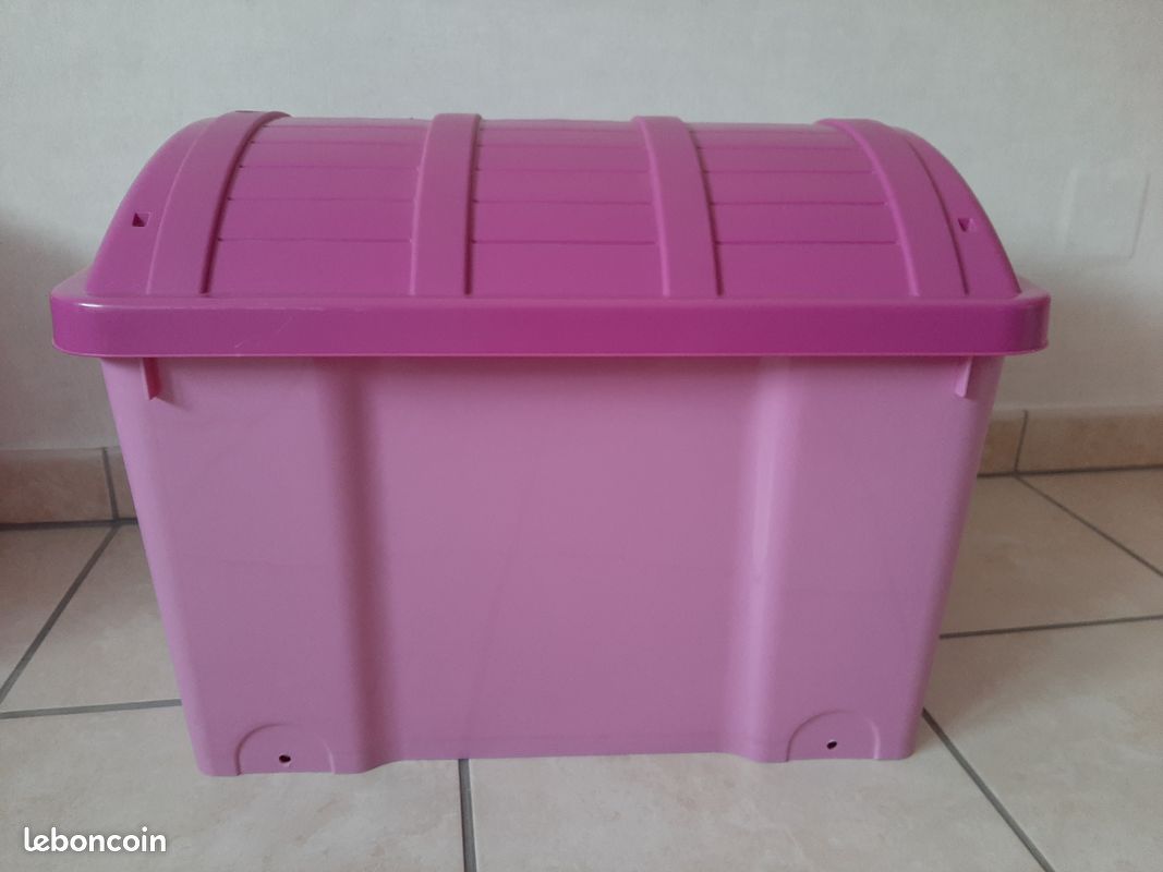 Boîte de rangement rose avec couvercle (image 1)