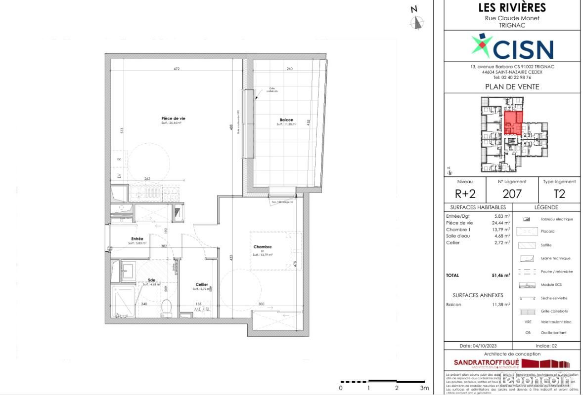 Appartement 2 pièces 51 m² · à Trignac · 51 m² · 630 €/mois