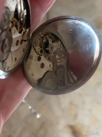 Chaîne De Montre à Gousset Art Déco – Nickel – 30 Cm – Vintage Années 1930