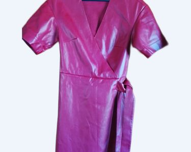 Robe femme simili cuir rouge foncé Taille Neuve Vêtements
