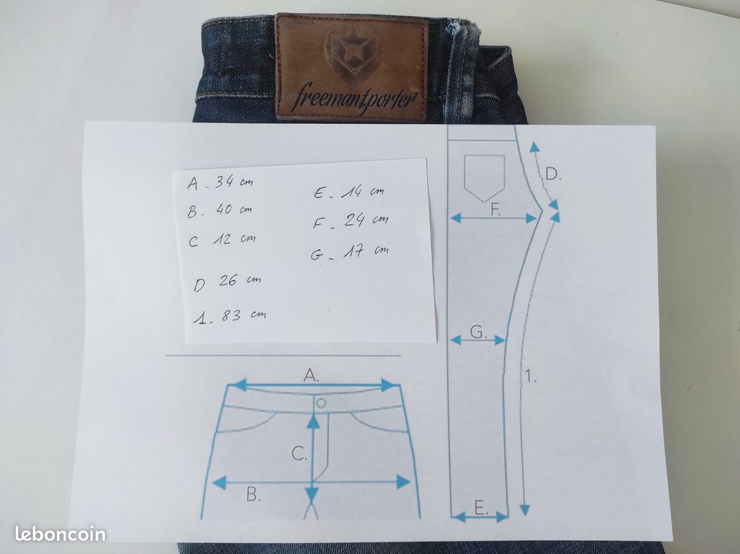 Jean FREEMAN W25 34 36 FR XS Stretch Denim foncé taille