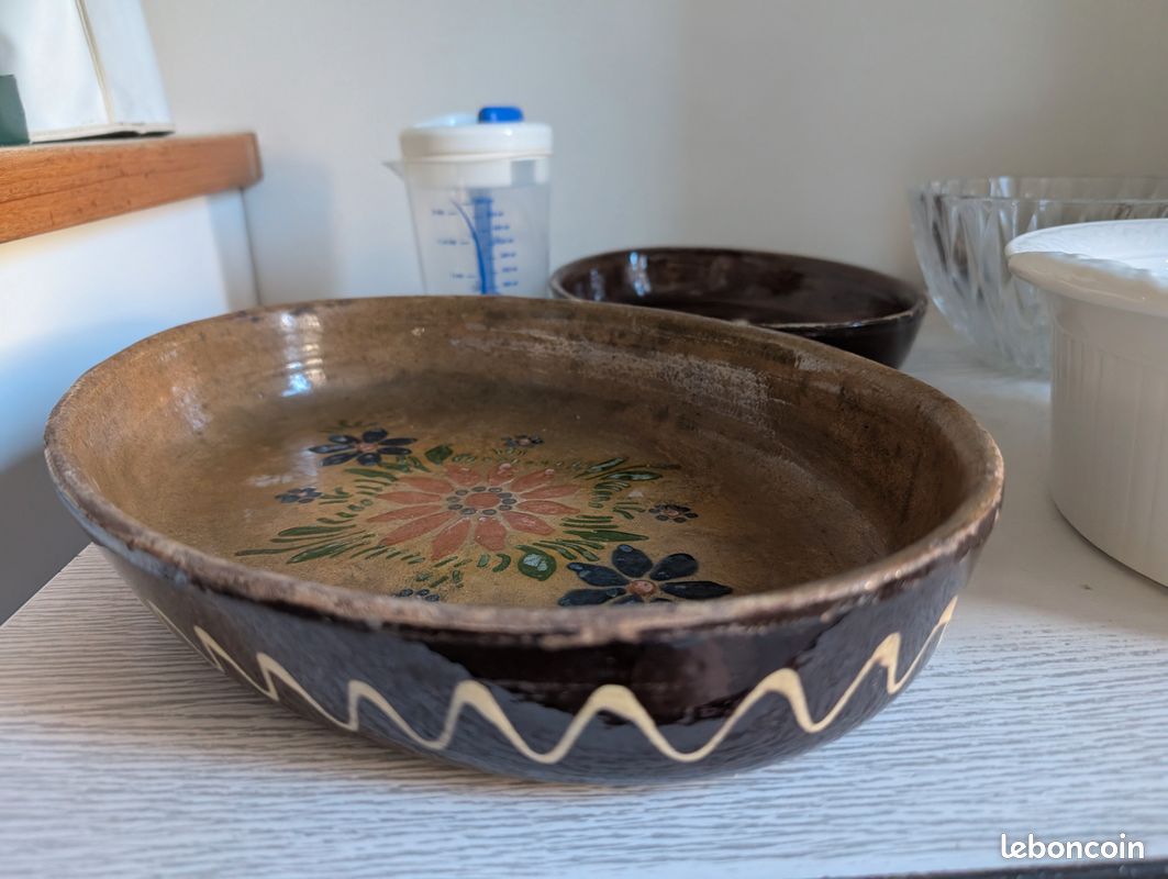 2 grands plats en poterie alsacienne peints (image 4)