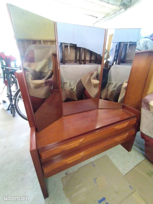 Meuble COIFFEUSE à MIROIR et 2 Tiroirs (image 1)