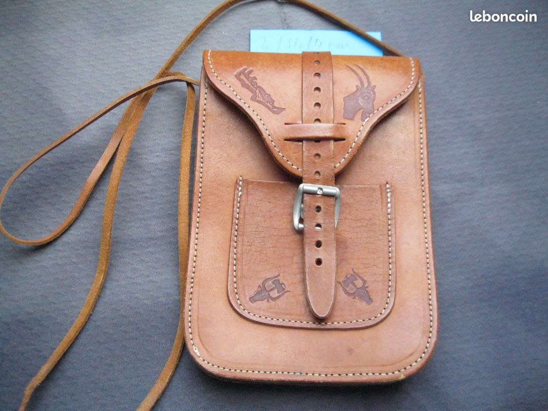 Petit sac cuir brut bandoulière 20/14/4,5 cm (image 1)