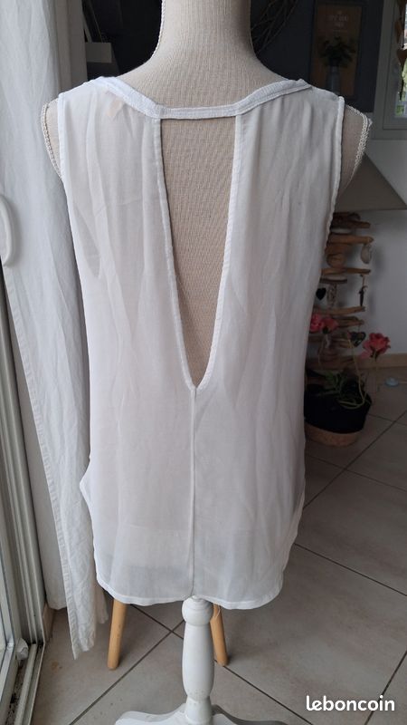 Débardeur coton et dos mousseline ouvert zara 38 (image 3)