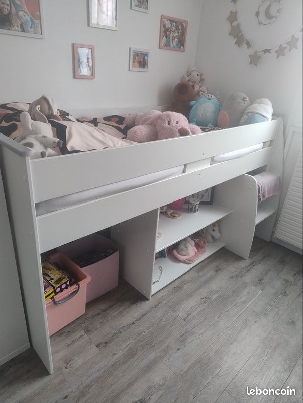 Lit combiné enfant 90x200 blanc / Matelas Offert (image 1)