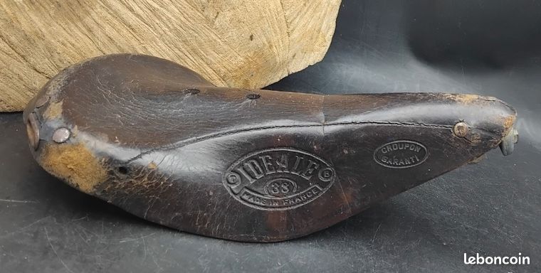 Ancienne Selle Cuir Velo Randonneuse 1950 IDEALE TB 38 course Herse Singer - Collection