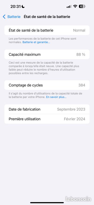 IPhone 15 pro max 256Go sous garantie (image 2)