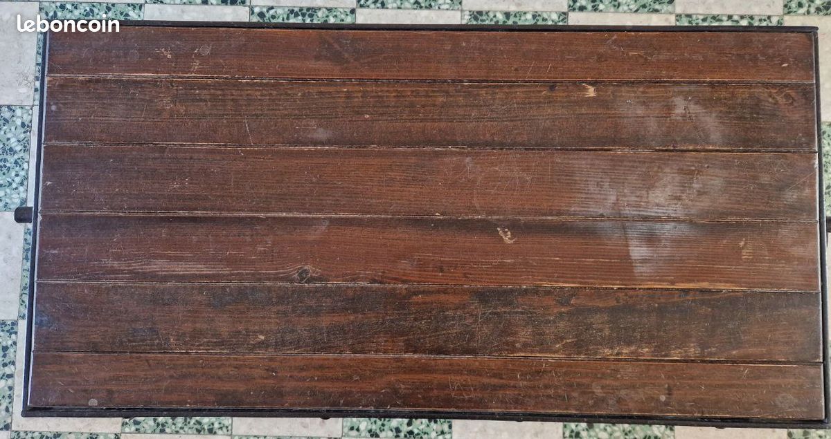Très jolie table de salon originale, bois massif et fer forgé (image 14)