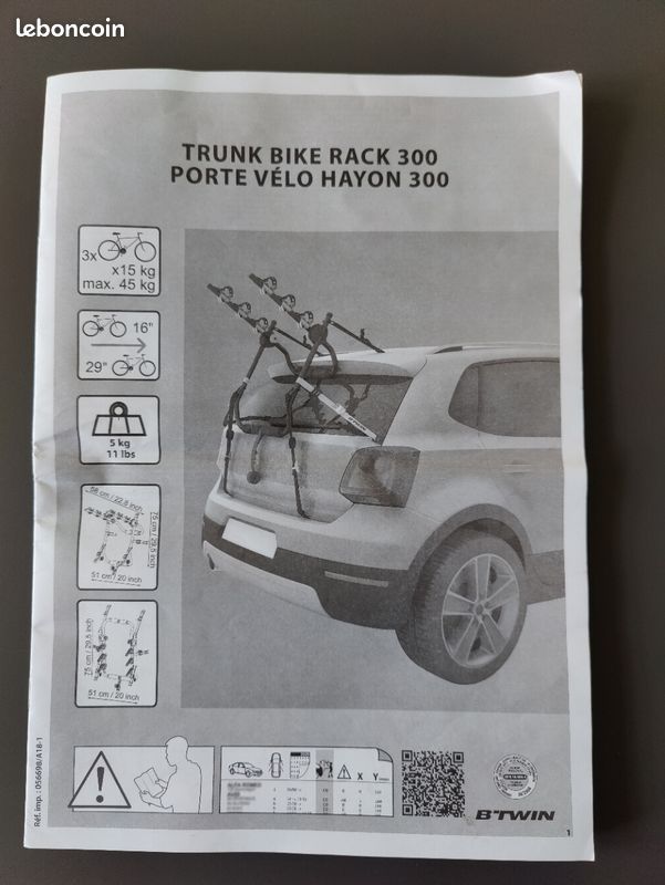 Installation Porte Notice Porte Velo Decathlon 300 Vélo Coffre