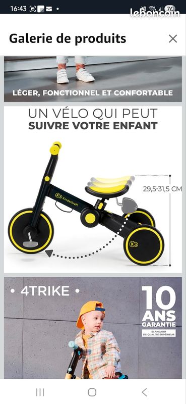 Ruedas De Espuma Silenciosas Kinderkraft 4TRIKE Triciclo 3 En 1 Plegable – Andador, Minibicicleta De Equilibrio Y Triciclo Con Pedales, De 1 A 5 Años, 25 Kg, Amarillo Y Azul