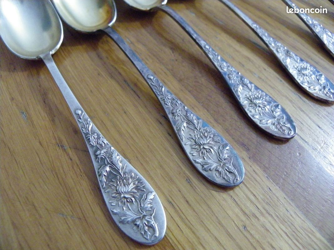 Coffret Ancien 12 Cuillères à Dessert Ercuis Métal Argenté - Art De La Table Français 1920