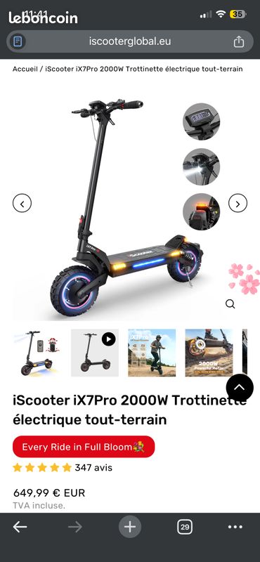 Trottinette électrique iscooter ix7 pro 10''48v 17,5ah ISCOOTER Pas