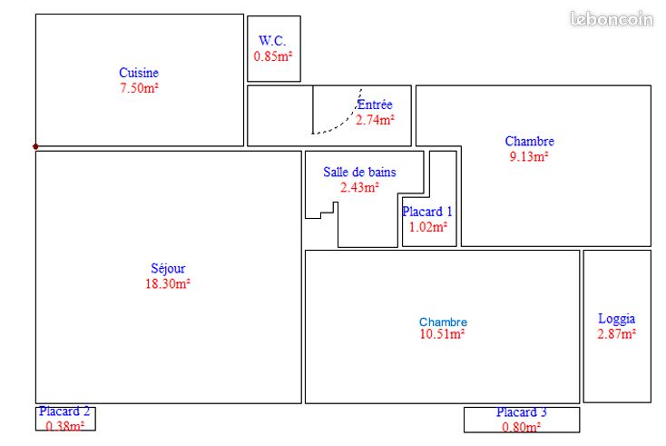 Appartement 3 pièces 55 m² · à Saint-Étienne · 55 m² · 735 €